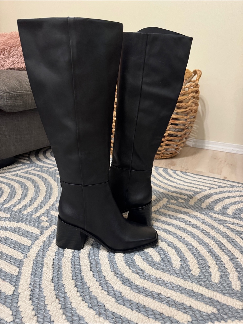 Sam Edelman Wade Black Leather Knee High Boots Size 7 New